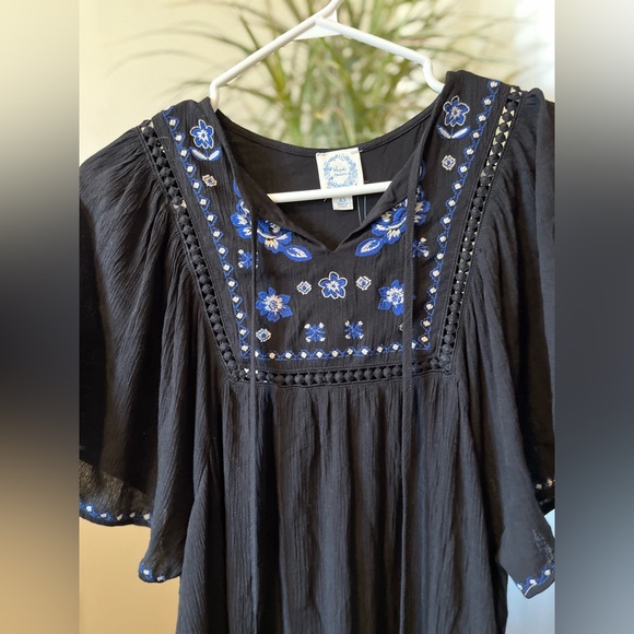 Blue Rain Black & Blue Boho Dress Size XS - Picture 4 of 10